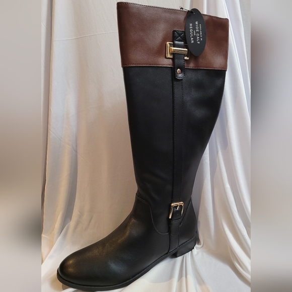 Karen Scott Shoes - Karen Scott Deliee2 Wide Calf 9.5W Riding Boots Black Cognac